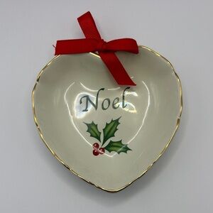 Lenox Heart-Shaped Noel Trinket Dish with Red Ribbon